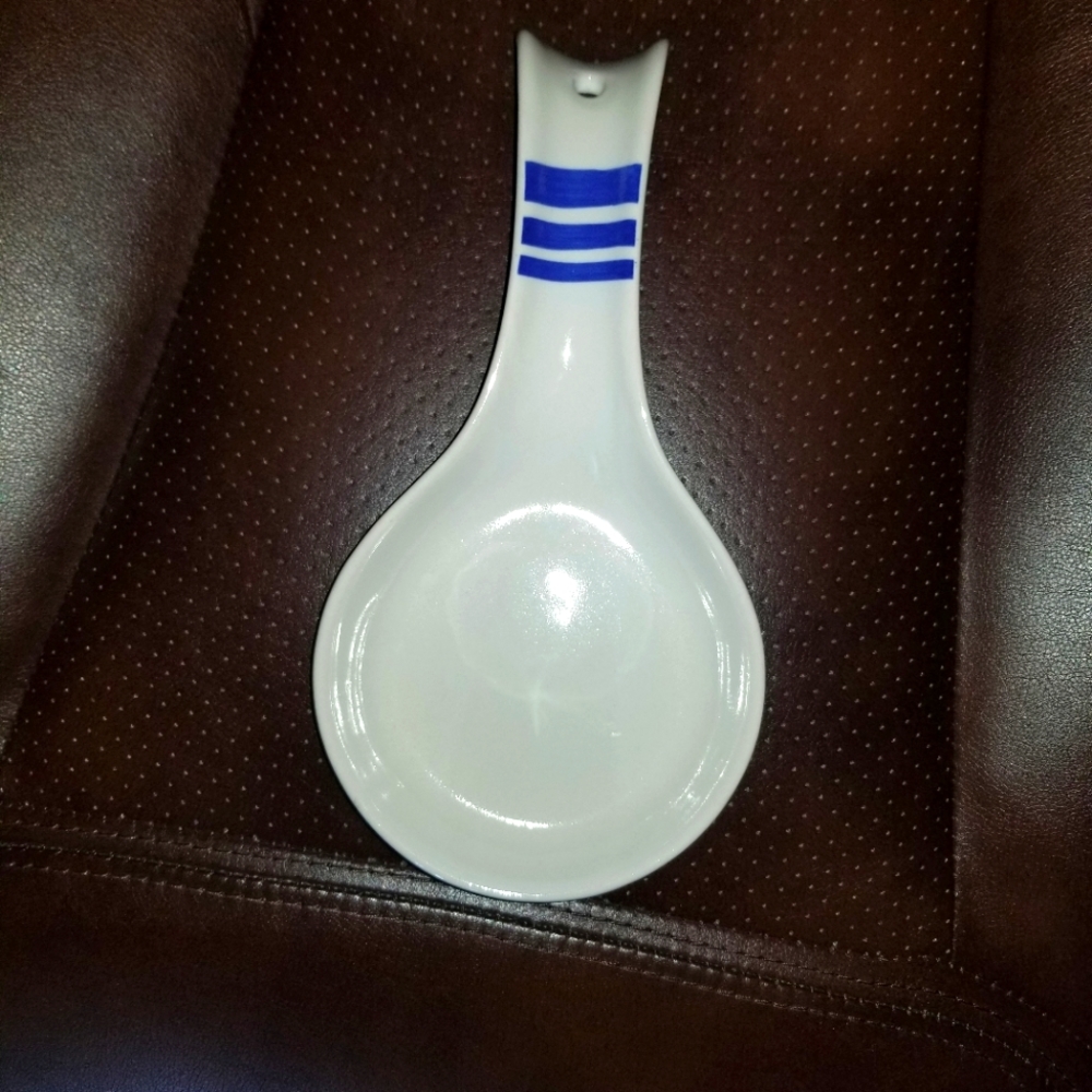 White and Blue Spoon Rest for Kitchen